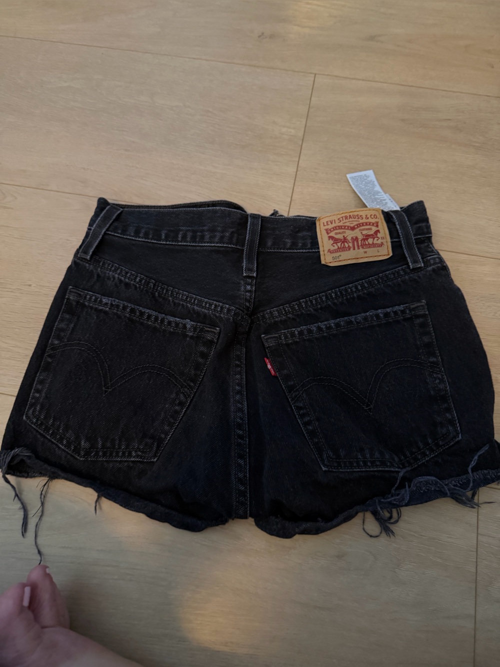 Levi's Black Frayed Denim Cutoff Shorts